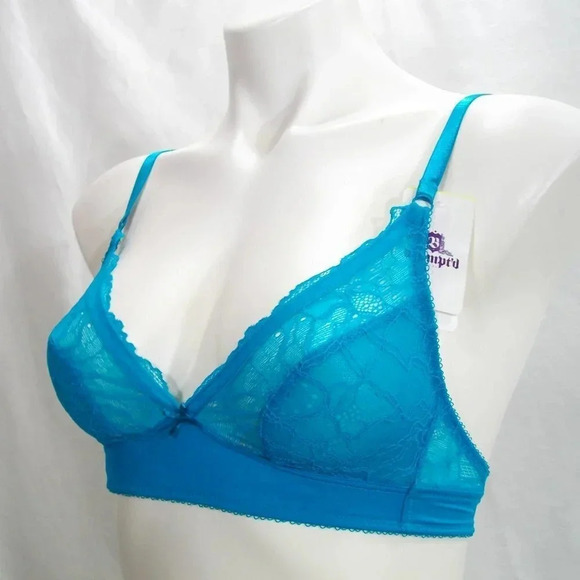 32 b.tempt'd Wacoal b.gorgeous Lace Wirefree Bra Blue NWT - Picture 3 of 6